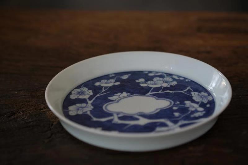 Private customized offered home - cooked in jingdezhen blue and white ice MeiPan hand - made ceramic tea tray was pot bearing fruit tray was dry terms plate