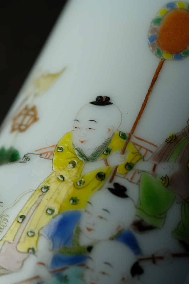 Offered home - cooked ju long up controller hand - made color baby play figure holding a cup of jingdezhen ceramic tea cup by hand