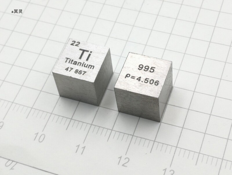 Metal Titanium Periodic Table Cube, Side Length 10mm, Weight Approximately 4.57g, Ti≥99.5%, Tested for Crystallization