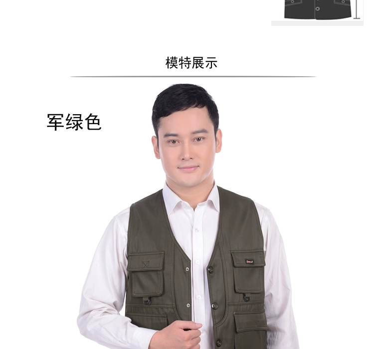 Mùa đông nam vest dày dày vest vest ấm áp mùa đông quilted vest đa túi bông vest