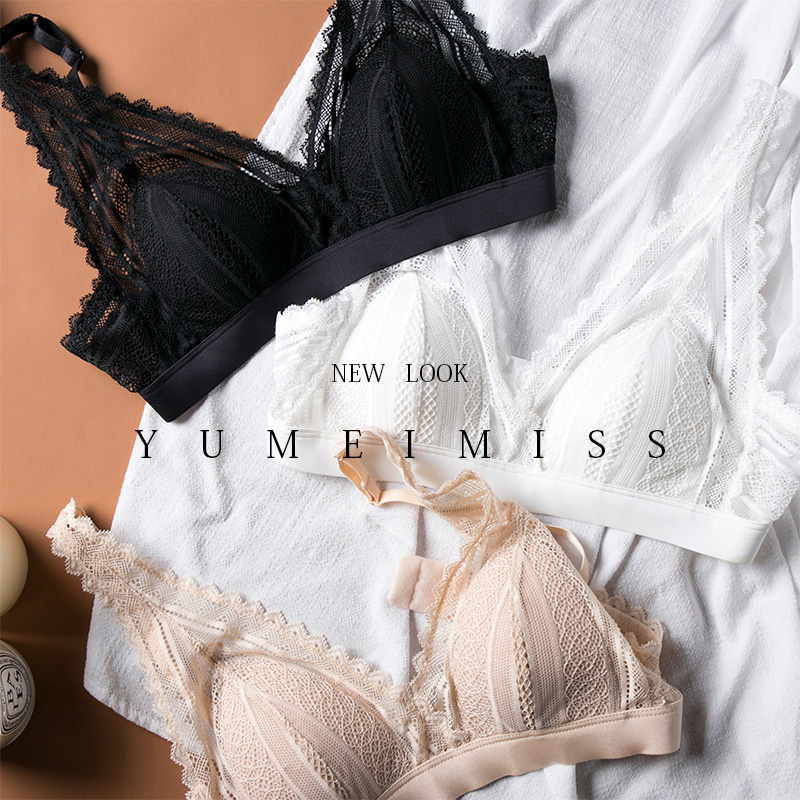 Japan 100% Mulberry Silk Rile Material Lace Thin Summer Underwear Woman No Steel Ring Bra Sexy Poly Comfort Triangle Cup