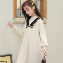 Next win girls sweater skirt 2021 new winter college style Korean version of foreign style childrens knitted dress