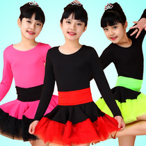 Childrens dance costumes Latin dance dress childrens girls girls split competition practice uniforms long sleeves autumn and winter