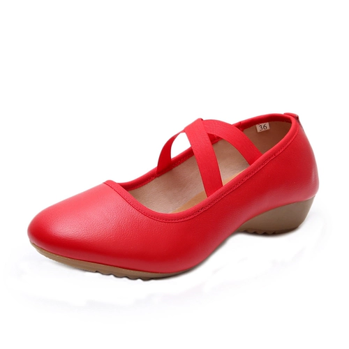 Танцующие туфли для матери, из натуральной кожи, мягкая подошва, для среднего возраста