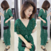 Châu Âu 2019 hè mới hàng nữ Châu Âu phiên bản Hàn Quốc của người vợ rộng rãi váy hoa sen sóng cao điểm váy cổ tích - Váy eo cao váy dúm eo	 Váy eo cao