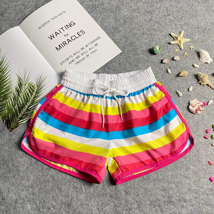 Water Park Speed Dry Shorts Women's Beach Pants Rainbow Bars Shorts Seaside Downdraft Anti-Awkward Single Swimsuit Pants Woman