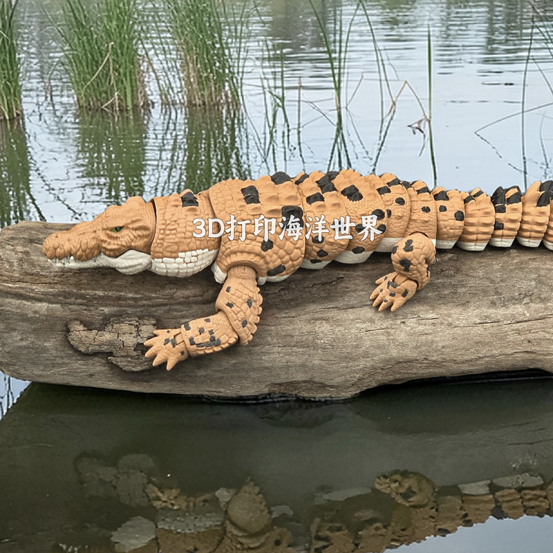 Saltwater Crocodile 3D Printed High-Precision Crocodile Model Simulated Wild Animal Ornament Saltwater Crocodile Collectible Toy