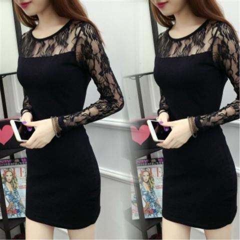 A Variety of Options Available: 2026 Spring New Lace Base Dress for Women, Mesh Slim-Fit Long-Sleeve Mid-Length Striped Dress