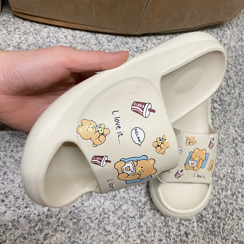 Spring Platform Sandals with Thick Eva Sole, Open-Toe Design, Cute Cartoon Print for Girls, Suitable for Daily Outdoor Use