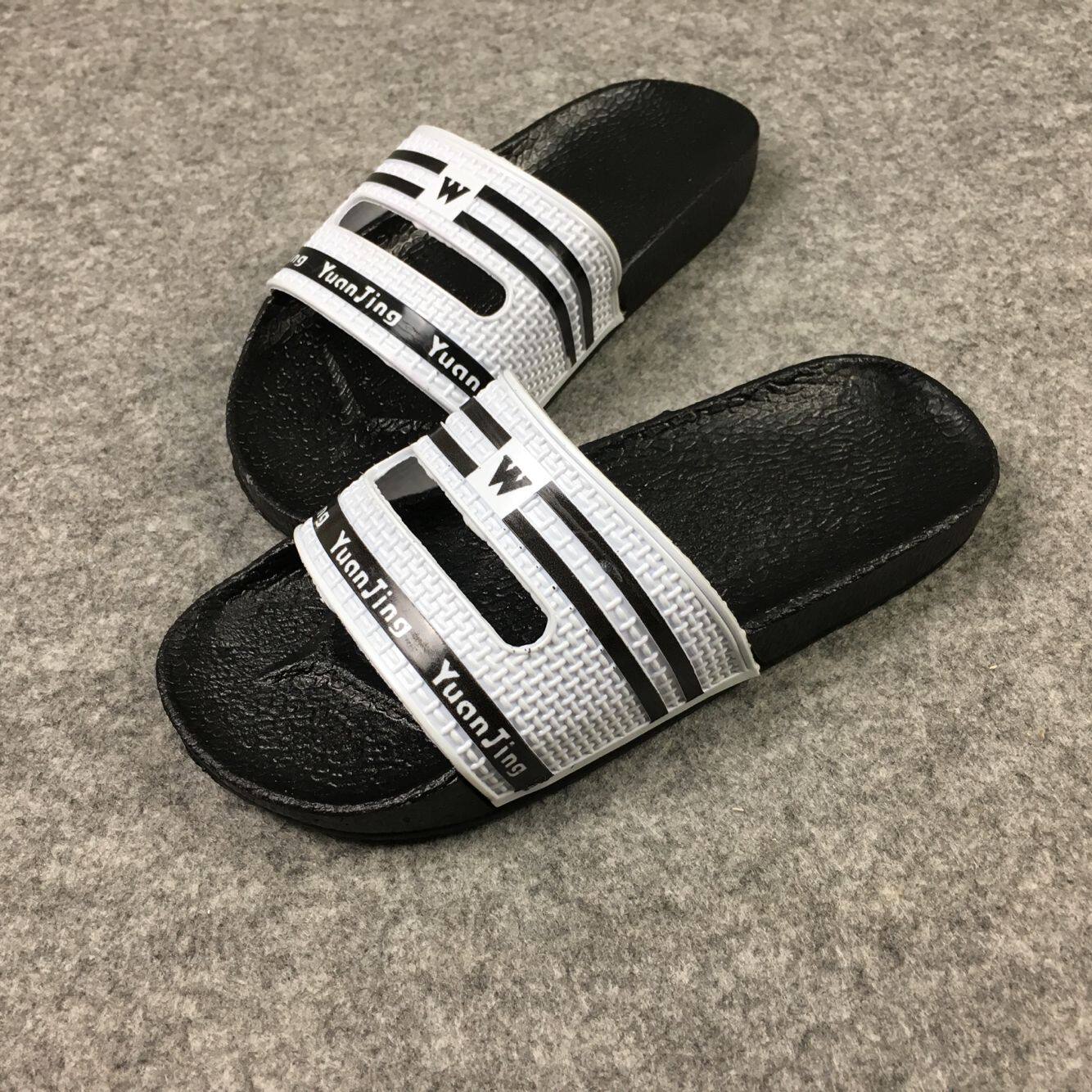 Black classic black and white W letter blowing plastic home daily slippers Students ' favorite style Korean version wild