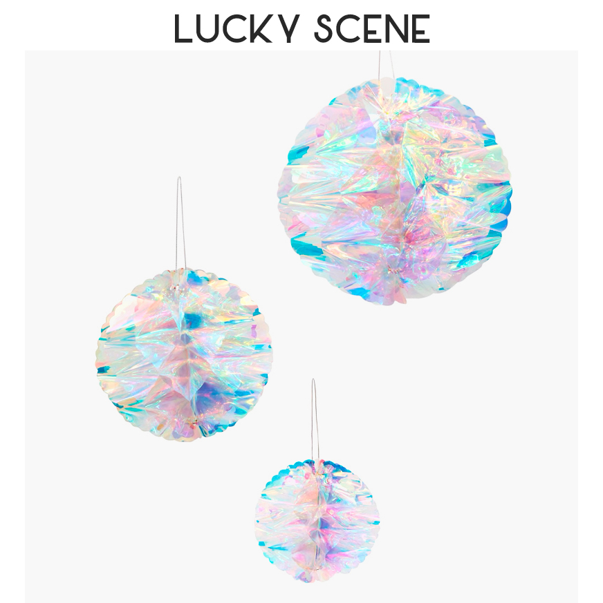 (Auspicious props) Colorful gradient flower ball laser neon film magic color rainbow color ice snow snowflake pull flower decoration