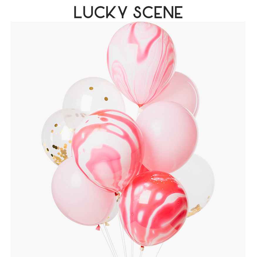 (Auspicious props) 12 12-inch confetti pink agate balloons latex gold sequins birthday party