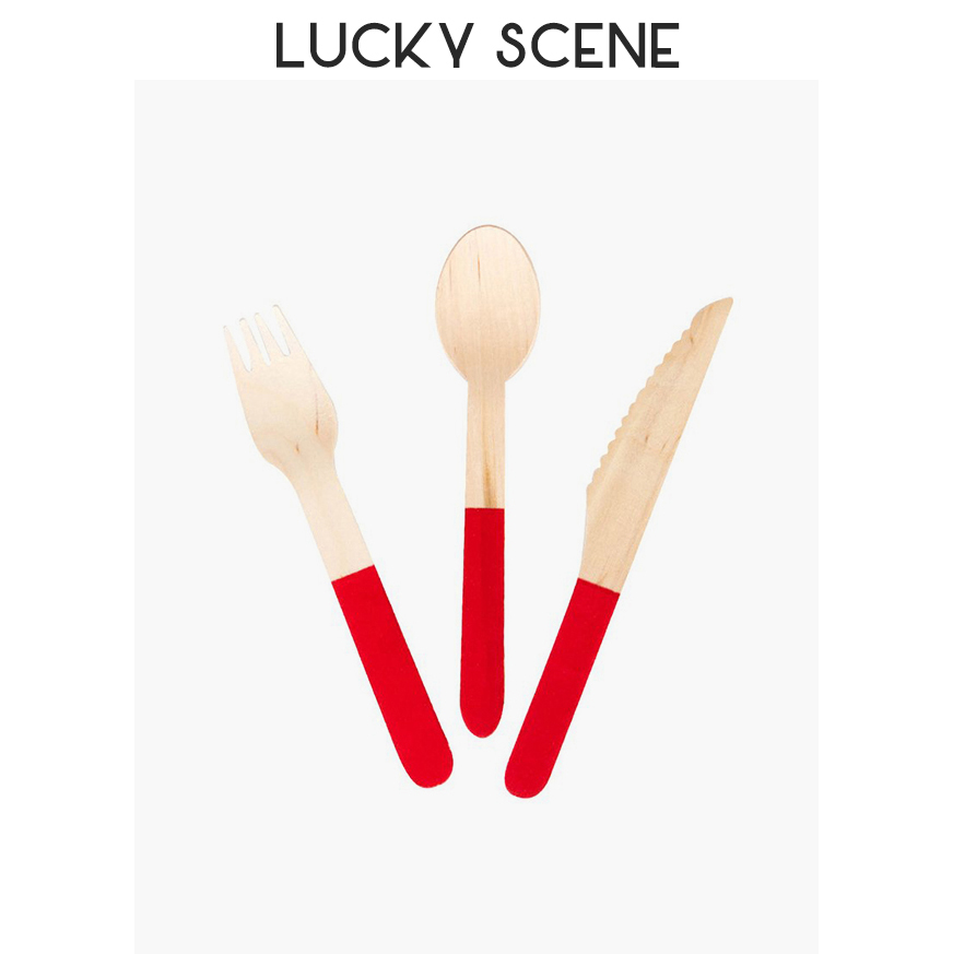 Patney - disposable wooden knife and fork spoon combination of five color party parties