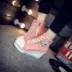 2017 nêm với giày vải nữ cá tính giày vải cao 8cm với phiên bản Hàn Quốc của khóa kéo dày phía dưới với giày cao