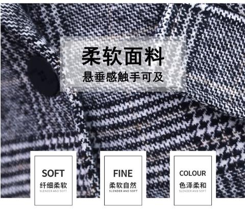 Xuân 2019 phiên bản mới của Hàn Quốc với khí chất mỏng manh hoang dã vạn niên áo kẻ sọc phù hợp với áo khoác len nữ thủy triều - Accentuated eo áo áo măng tô ngắn cho nữ