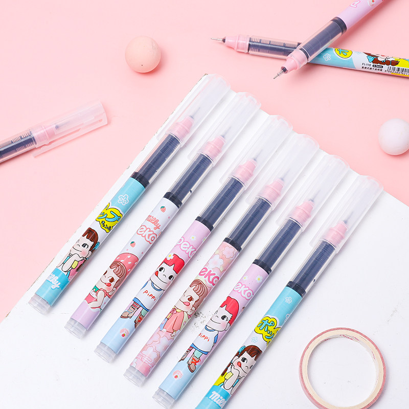 Cute cartoon straight liquid neutral pen girl heart 0 5mm black pen high-value ins water pen student signature pen