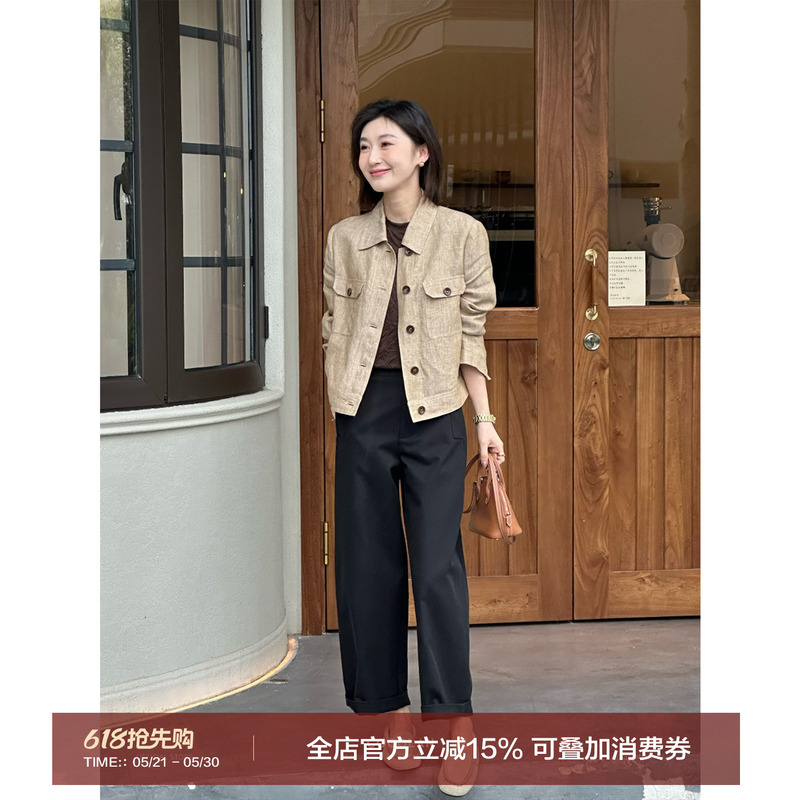Cocolan【Loma】2026 Spring/Summer New Thin Linen Short Jacket for Women, Vintage Versatile Outerwear Cocolan【Loma】2026 Spring/Summer New Thin Linen Short Jacket for Women, Vintage Versatile Outerwear