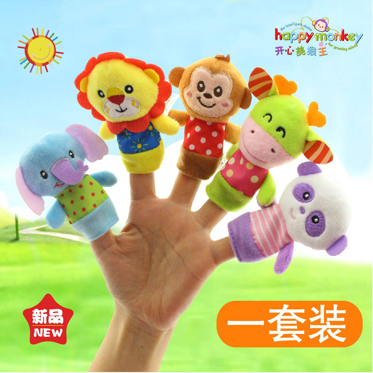 HAPPY MONKEY baby plush toys newborn baby animal finger puppet hand puppet comfort doll