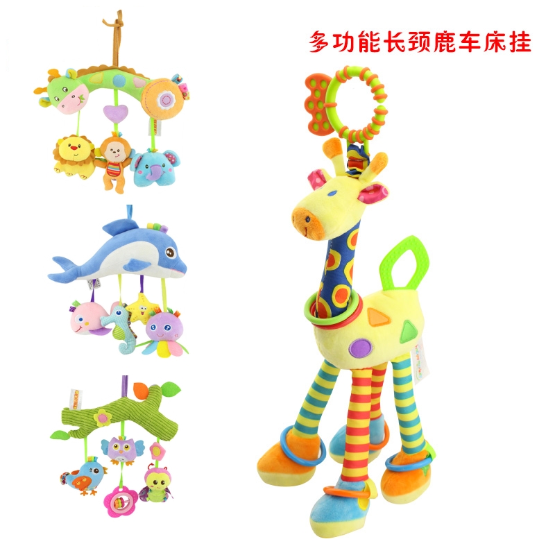 Baby Toy 0-3-6-12 Month Long Neck Deer Bed Hanging Bedside Music Bell Newborn Baby 01 Year Old Cart Pendant Rocking Bell