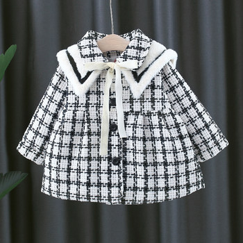 Children's clothing girls thick coat Western style autumn and winter clothing 0-1-2 years old 3 girls baby winter children's plaid top