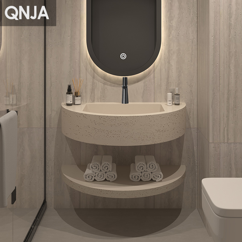 Wabi-Sabi Style Cave Stone Bathroom Cabinet Integrated Wall-Mounted Washbasin Designer Art Personalized Washstand