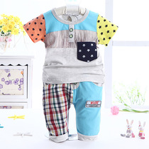 Morning Xiao 2020 Summer loaded boy short sleeve shorts 1-2-3-4-year-old spelling suit baby mandarin pants two sets