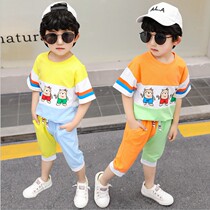 Childrens Clothing Boys Summer Set 2021 New Kids Shorts Summer Korean Version Handsome Short-sleeved Mandarin Duck Pants Two-Piece Tide