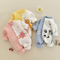 Baby jumpsuit baby clothes autumn and winter cotton warm jacket cotton ha clothes crawling clothes pajamas newborn super cute autumn clothes
