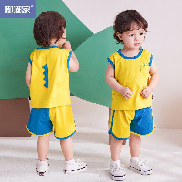 2022 Color Summer Baby Short Boy and Women Casual Pants Tooth Vest Cover Shorts 2 pieces
