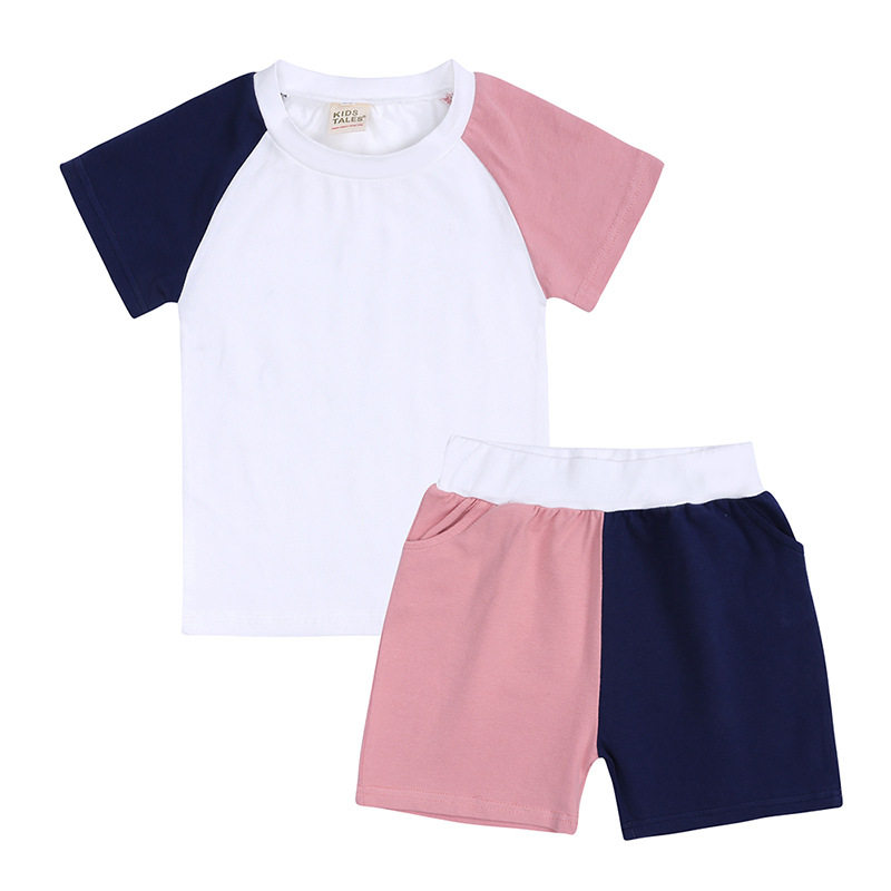 2021 Male And Female Baby Mandarin Pants Suit Infant Single Zal Tooth Fashion Summer Short Sleeve Parquet Shorts Suit