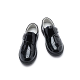 衣诺坊 Детские школьные туфли для черной кожи на липучке для мальчиков, тонкий ремешок