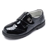 衣诺坊 Детские школьные туфли для черной кожи на липучке для мальчиков, тонкий ремешок