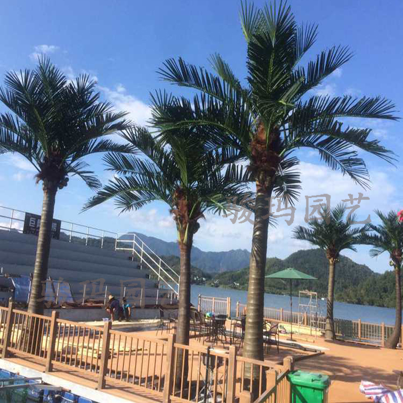 Simulated Coconut Tree, Fake Coconut Tree, Large Indoor and Outdoor Mall Decoration, Fiberglass Palm Tree, Tropical Coconut Tree Potted Plant