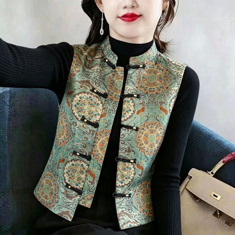 New Autumn and Winter Style for Middle-Aged and Elderly Women: Stand-Up Collar Vest with Fleece Lining, Floral Vest, Thickened Warm Jacket Vest for Women New Autumn and Winter Style for Middle-Aged and Elderly Women: Stand-Up Collar Vest with Fleece Lining, Floral Vest, Thickened Warm Jacket Vest for Women
