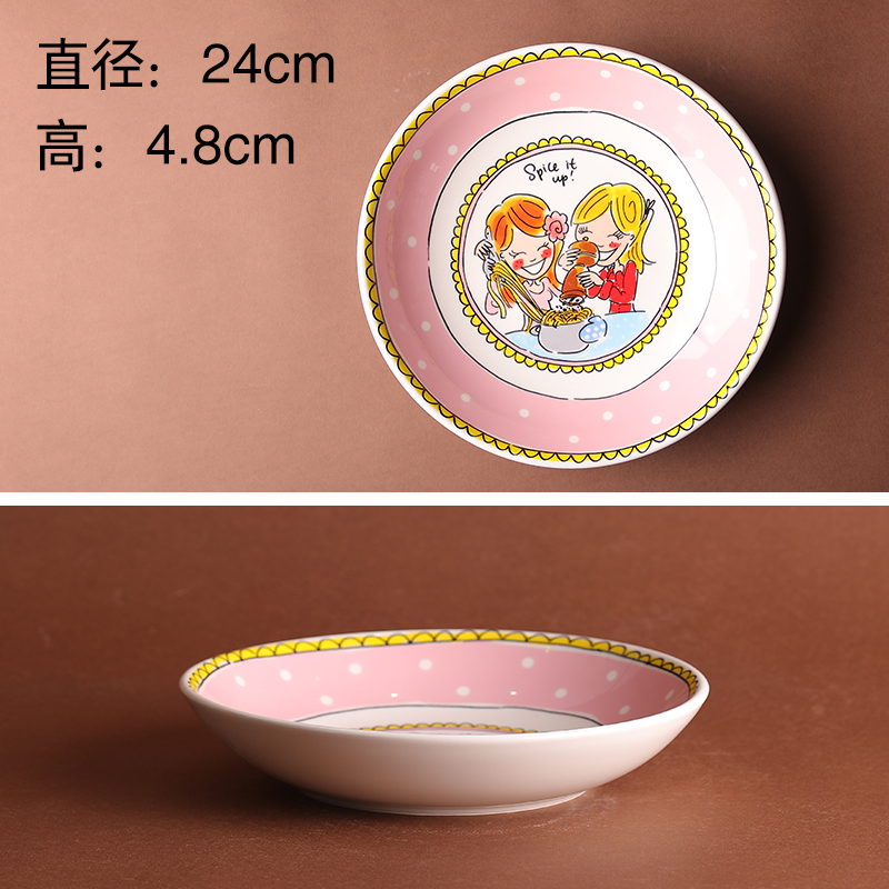 9 "FENBO Boudoir Salad Deep BowlBLOND ceramics tableware fish dish Netherlands ma'am Cartoon Fruits plate Double ear pot Butter box petal salad bowl