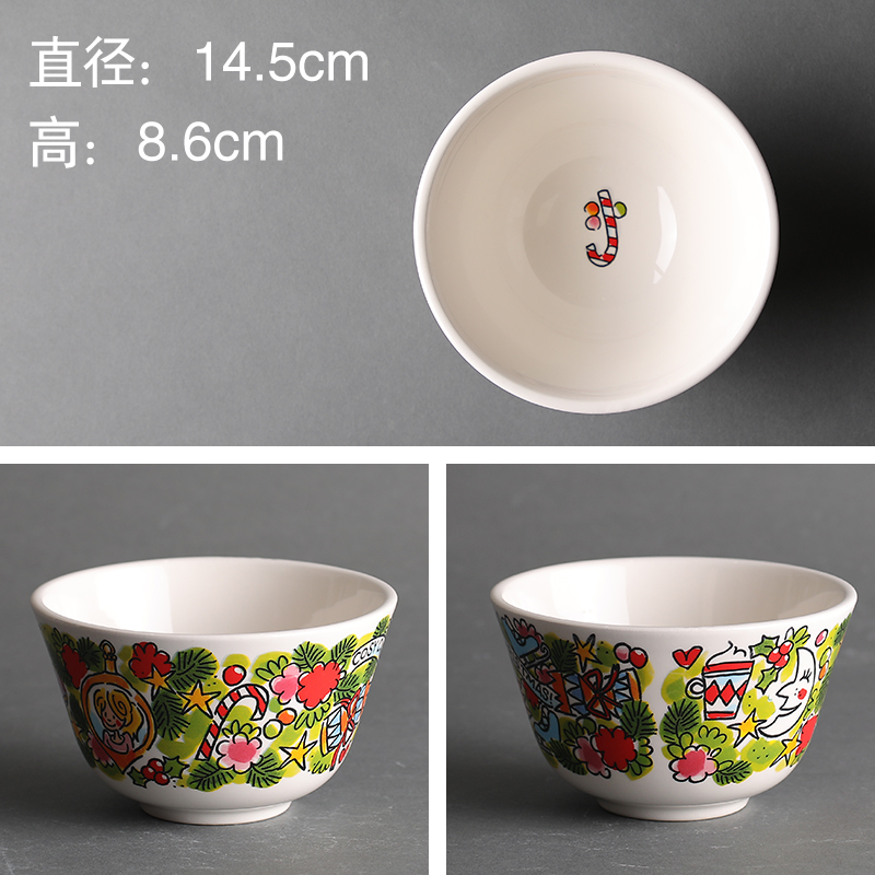 5-Inch Christmas BowlBLOND Export Netherlands originality ceramics Noodle bowl Instant noodles bowl Soup bowl Dessert bowl Cartoon Rice bowl Ramen bowl tableware