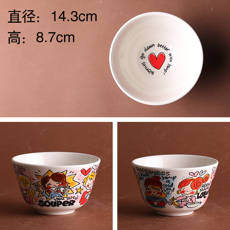 5-Inch Winter Best Friend BowlBLOND Export Netherlands originality ceramics Noodle bowl Instant noodles bowl Soup bowl Dessert bowl Cartoon Rice bowl Ramen bowl tableware