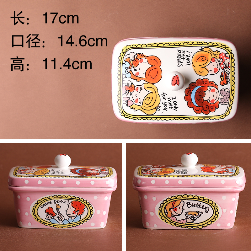 Cartoon Butter BoxBLOND ceramics tableware fish dish Netherlands ma'am Cartoon Fruits plate Double ear pot Butter box petal salad bowl