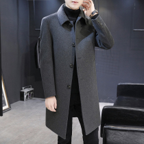 Double-sided cashmere coat mens long thick winter New Youth British casual wool woolen woolen coat