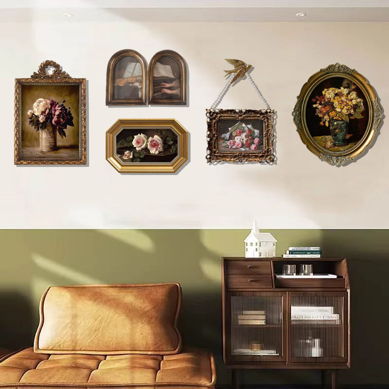 French-Style Niche Retro Floral Decorative Painting, American-Style Artistic Living Room and Dining Room Light Luxury Wall Hanging, American Modern Hanging Painting