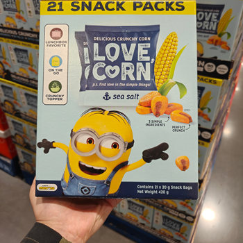 Costco Minions Corn Puffed Snacks 21 Packs Sea Salt Flavor Crispy Snacks Bagged 42g