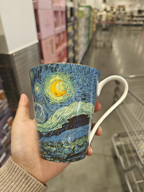 Costco Van Gogh Famous Painting Bone China Mug Coffee Cup Starry Sky Cup Sunflower Water Cup Large Capacity