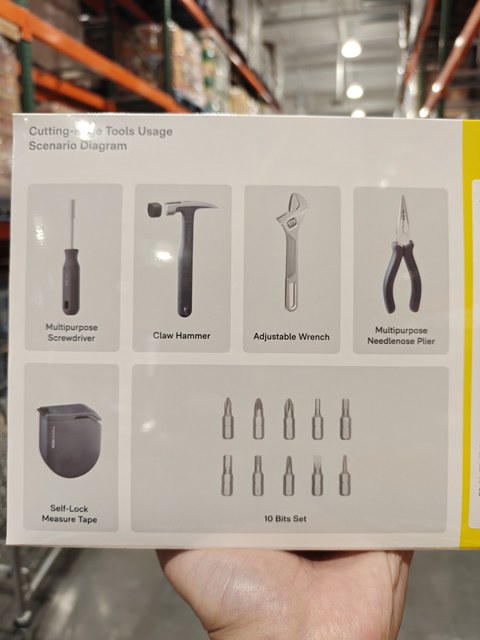 Hoto Little Monkey Household Tool Box: Claw Hammer, Screwdriver, Tape Measure, Adjustable Wrench, Needle-Nose Pliers, Bits