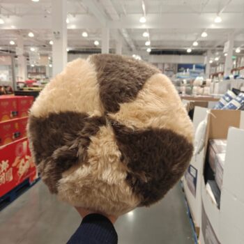 Costco Plush Round Throw Pillow Cushion in Brown and Beige Color Combination for Home Living Room and Bedroom Decoration