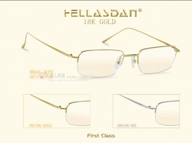 Walsh Dan spectacle frame MOD610 18K gold spectacle frame men's myopia glasses half frame fashion business