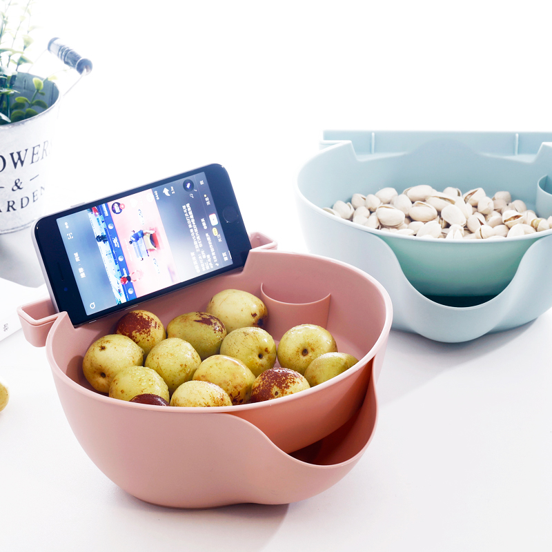 Creative Double Layer Sloth Fruit Pan Melon Seed Pan Hollowed-out Basket Candy Box Fruit Pan Plastic Leash