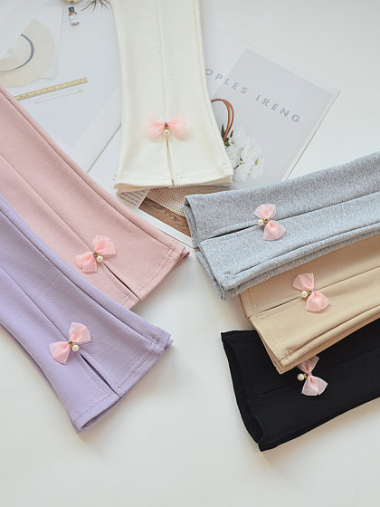 女童喇叭裤春秋外穿洋气长裤中大儿童纯色弹力修身韩版百搭打底裤