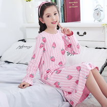Spring and Autumn Childrens Pajamas Long Sleeve Cotton Girls Nightdress Autumn Baby Girls Princess Parent-child Children