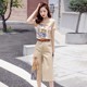 Western-style new women's clothing 2023 spring and summer cropped wide-leg pants suit age-reducing casual Hong Kong flavor playful two-piece set