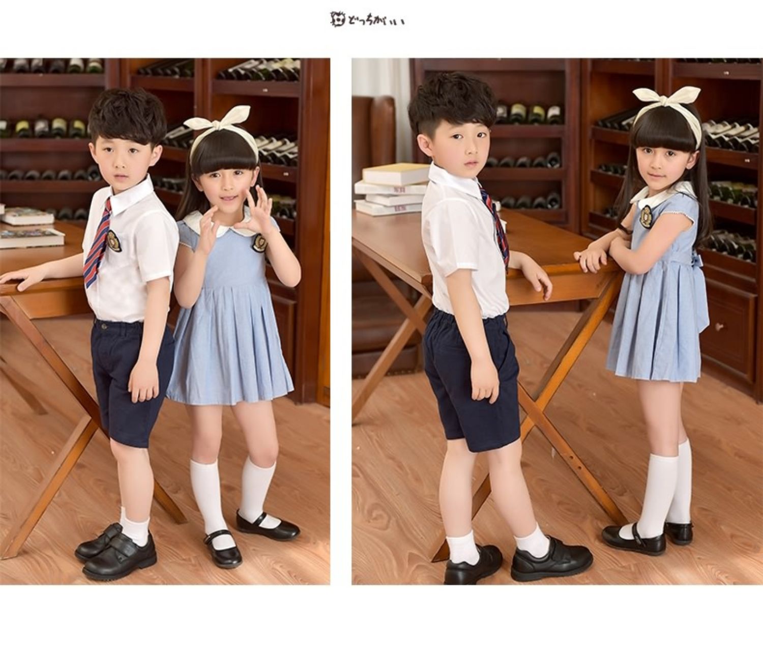 Cuộn đồng phục mùa hè bộ đồng phục nam và nữ đại học gió tay áo ngắn lớp dịch vụ mẫu giáo vườn quần áo biểu diễn quần áo hợp xướng - Đồng phục trường học / tùy chỉnh thực hiện thời trang trẻ em cao cấp